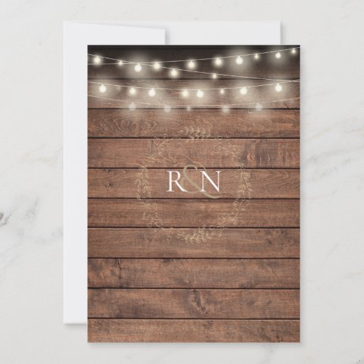 Invitation Lumières à cordes de bois rustique Laurel Garland  (Dos)