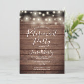 Invitation Lumières à cordes de bois rustique Photo Retiremen (Debout devant)