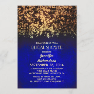 Invitation lumières à cordes douche à nage bleu et or