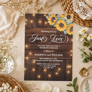 Invitation Lumières à cordes en bois marron Just Love Mariage