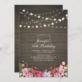 Invitation Lumières à cordes et bois | Fête d'anniversaire Fl (Devant / Derrière)