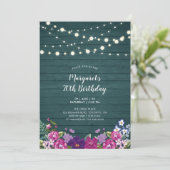 Invitation Lumières à cordes et bois | Fête d'anniversaire Fl (Debout devant)