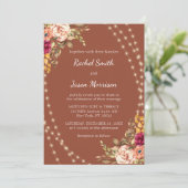 Invitation Lumières à cordes florales en terre cuite rustique (Debout devant)