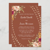 Invitation Lumières à cordes florales en terre cuite rustique (Devant / Derrière)