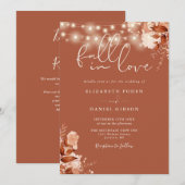 Invitation Lumières à cordes florales rustiques Code QR Maria (Devant / Derrière)