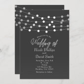 Invitation Lumières à cordes gris argenté Mariage moderne (Devant / Derrière)
