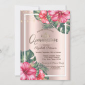 Invitation Lumières à cordes Hibuscus Rose Or Quinceañera (Devant)