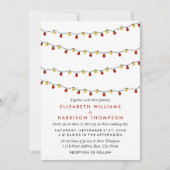 Invitation Lumières à cordes modernes, Mariage rouge et or (Devant)