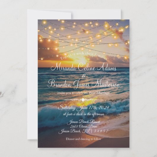 Invitation Lumières à cordes modernes Tropical Summer Beach M (Devant)