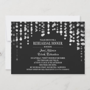 Invitation lumières à cordes noir et blanc RÉPÉTITION DÎNER