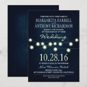 Invitation Lumières à cordes romantiques Mariage de marine in (Devant / Derrière)