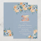 Invitation Lumières à cordes roses Dusty Blue 35e anniversair (Devant / Derrière)