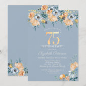 Invitation Lumières à cordes roses Dusty Blue 75e anniversair (Devant / Derrière)