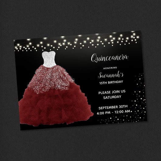 Invitation Lumières à cordes rouges Quinceanera