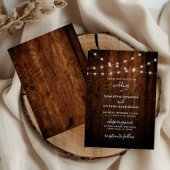 Invitation Lumières à cordes rustiques et Mariage en bois