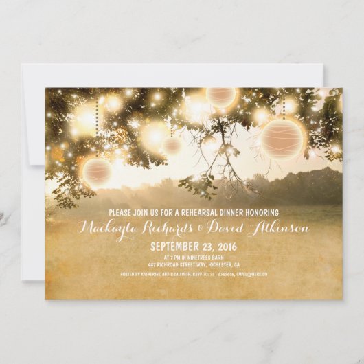 Invitation Lumières à cordes rustiques Romantique RÉPÉTITION (Devant)