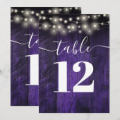 Invitation Lumières à cordes violettes Bois de grange rustiqu (Devant / Derrière)