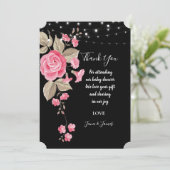 Invitation Lumières à cordes Whimsical Noir merci (Debout devant)