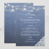 Invitation Lumières à cordon en dentelle de jean bleu (Devant / Derrière)