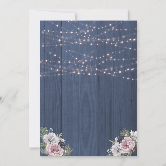 Invitation Lumières à crémaillère rustique en bois Photo Mari (Dos)