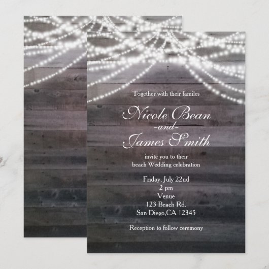 Invitation Lumières à filament blanc & Cartons d'invitation d (Devant / Derrière)