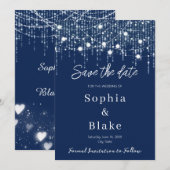 Invitation Lumières à pendage bleu et blanc modernes Enregist (Devant / Derrière)