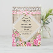 Invitation Lumières à perles rustiques en pot Mason Floral ro (Debout devant)