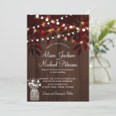 Invitation Lumières à rides rousse rustique feuilles automne (Debout devant)