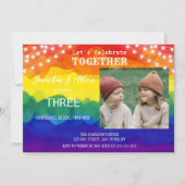 Invitation Lumières arc-en-ciel coloré photo Anniversaire con (Devant)