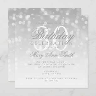 Invitation Lumières argentées d'étincelle de Bokeh de 30ème