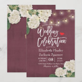 Invitation lumières blanches de ficelle d'hortensias de (Devant / Derrière)