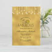 Invitation Lumières blanches Faux Métallic Gold Cactus 50 Fab (Debout devant)