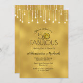 Invitation Lumières blanches Faux Métallic Gold Cactus 50 Fab (Devant / Derrière)
