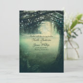 Invitation Lumières bleu vert forêt enchantée Mariage rustiqu (Debout devant)