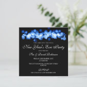 Invitation Lumières bleues de Bokeh de partie de réveillon de (Debout devant)
