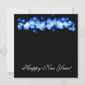 Invitation Lumières bleues de Bokeh de partie de réveillon de (Dos)