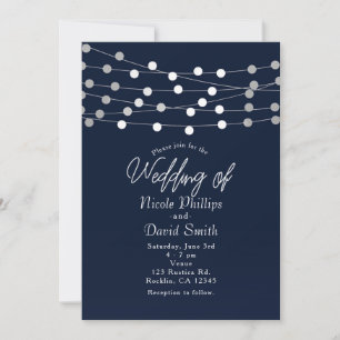 Invitation Lumières Bleues en Fil pour un Mariage Moderne et