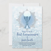 Invitation lumières bleues première communion hôte chalice (Devant)