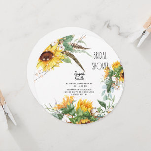 Invitation Lumières Bohème Rustique Tournesol Mariage Rond