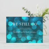 Invitation Lumières Bokeh Bleu Aqua Anniversaire de Mariage A (Debout devant)