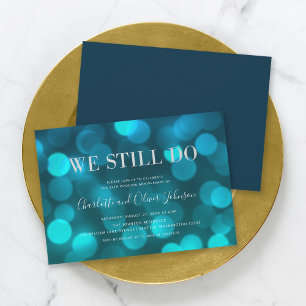 Invitation Lumières Bokeh Bleu Aqua Mariage Anniversaire Arge