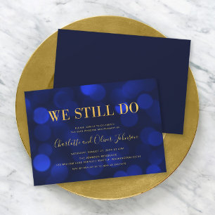 Invitation Lumières Bokeh Bleu Saphir Mariage Anniversaire