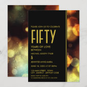 Invitation Lumières Bokeh Crépuscule, Anniversaire (Devant / Derrière)