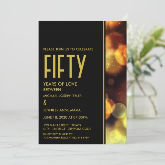 Invitation Lumières Bokeh de Crépuscule, Anniversaire (Debout devant)