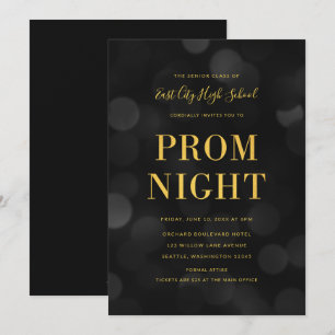 Invitation Lumières Bokeh Sombres Bal de Promo au Lycée Faux