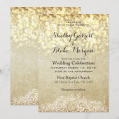 Invitation Lumières brillantes Burlap & dentelle Pays Chic (Devant / Derrière)