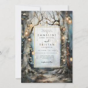 Invitation Lumières brillantes du Mariage de chemin forestier