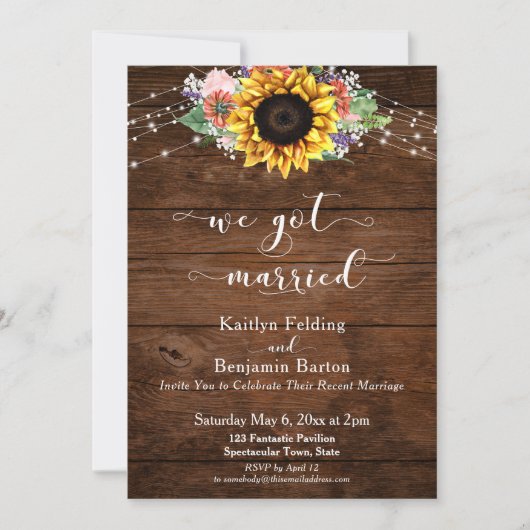 Invitation Lumières Brown Rustiques De Tournesol Nous Nous So (Devant)