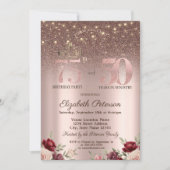 Invitation Lumières Chic, Parties scintillant Bourgogne, Rose (Devant)