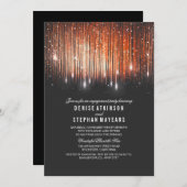 Invitation Lumières corail et Gold Engagement Party (Devant / Derrière)